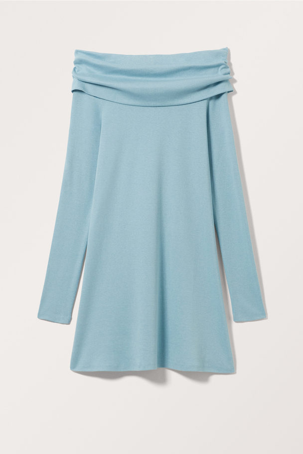 Monki Short Off-shoulder Dress Dusty Turquoise