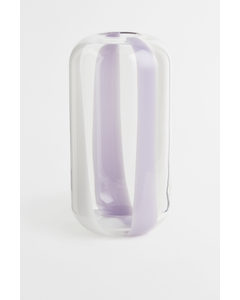 Mønstret Vase I Glas Lyslilla/striber