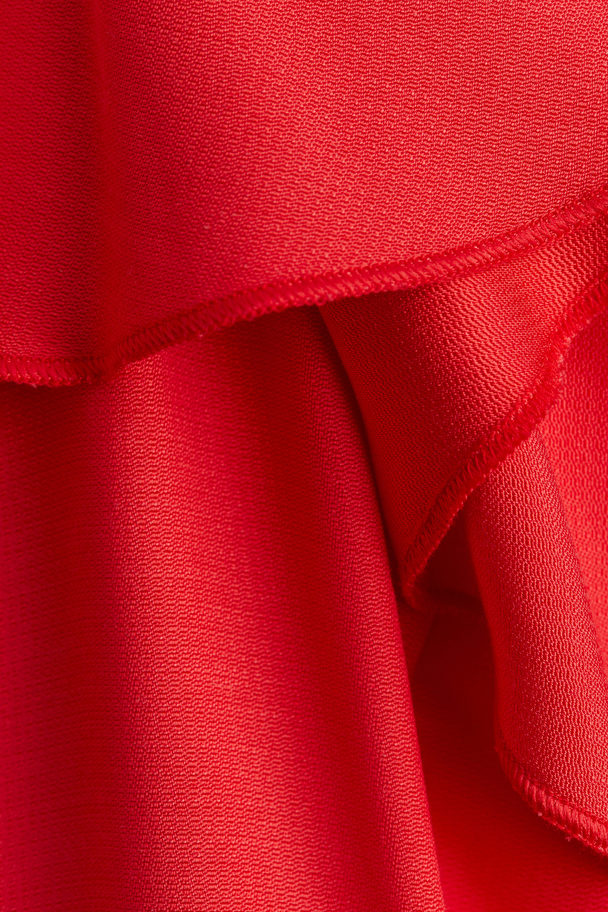H&M Slipkleid mit Volantbesatz Rot