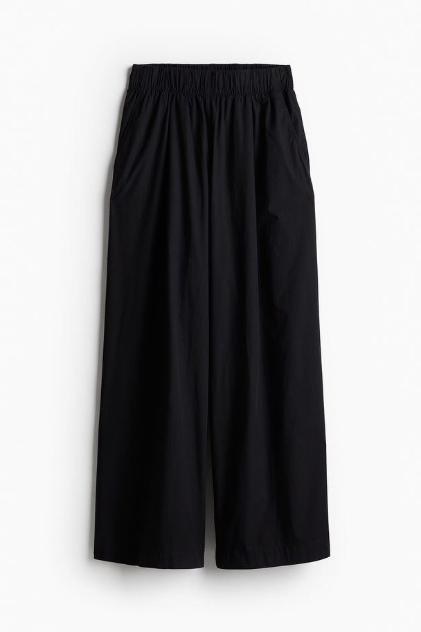 H&M Wide Cotton Trousers Black