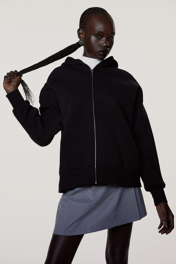 H&M Oversized Zip-through Hoodie Black