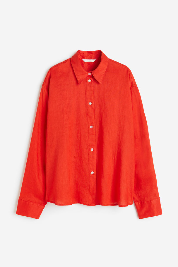H&M Linen Shirt Red