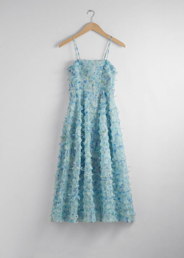 & Other Stories Floral-appliqué Midi Dress Green/blue