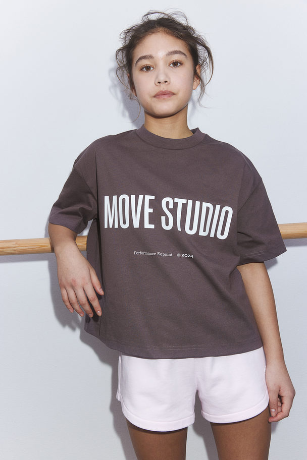 H&M Croppad Träningstopp I Drymove™ Brun/move Studio