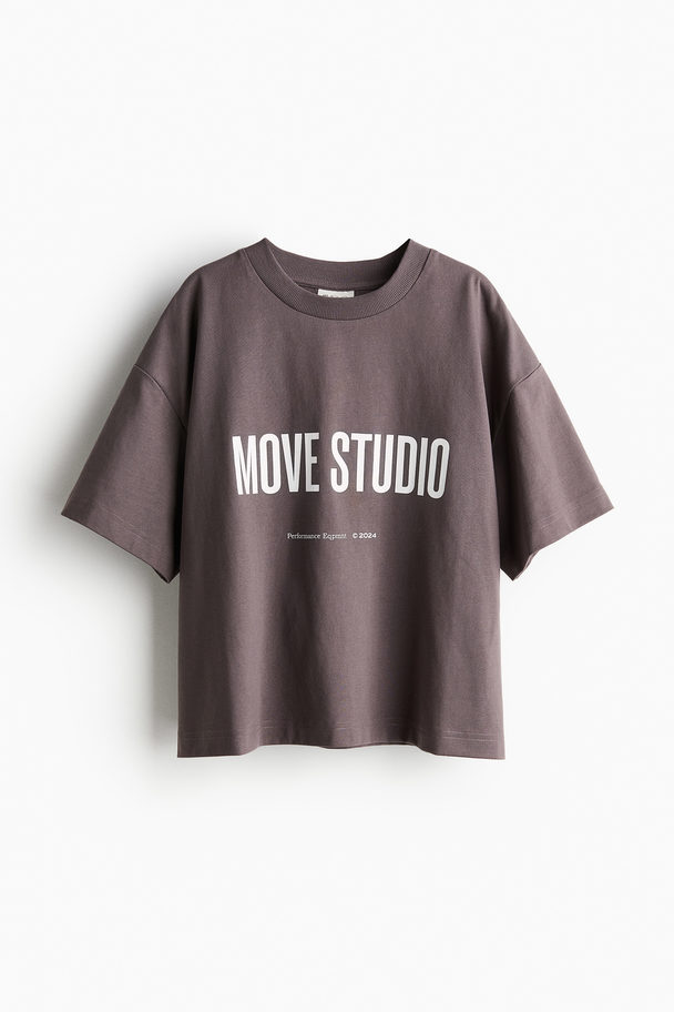 H&M Drymove™ Cropped Sports Top Brown/move Studio