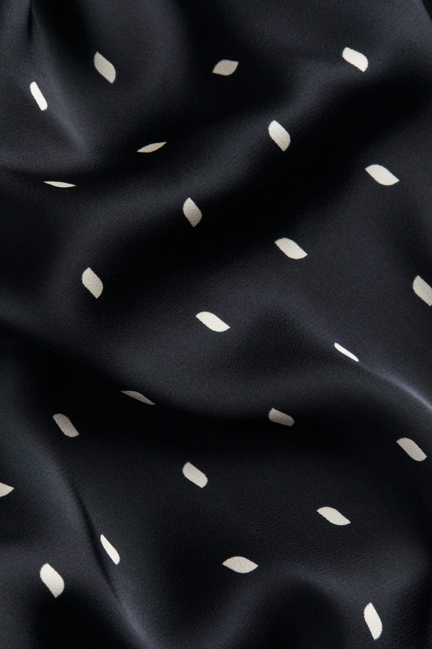 H&M Satin Wrap Dress Black/spotted