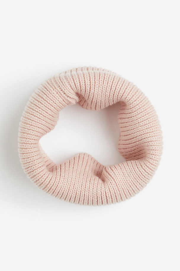 H&M Rib-knit Tube Scarf Light Pink