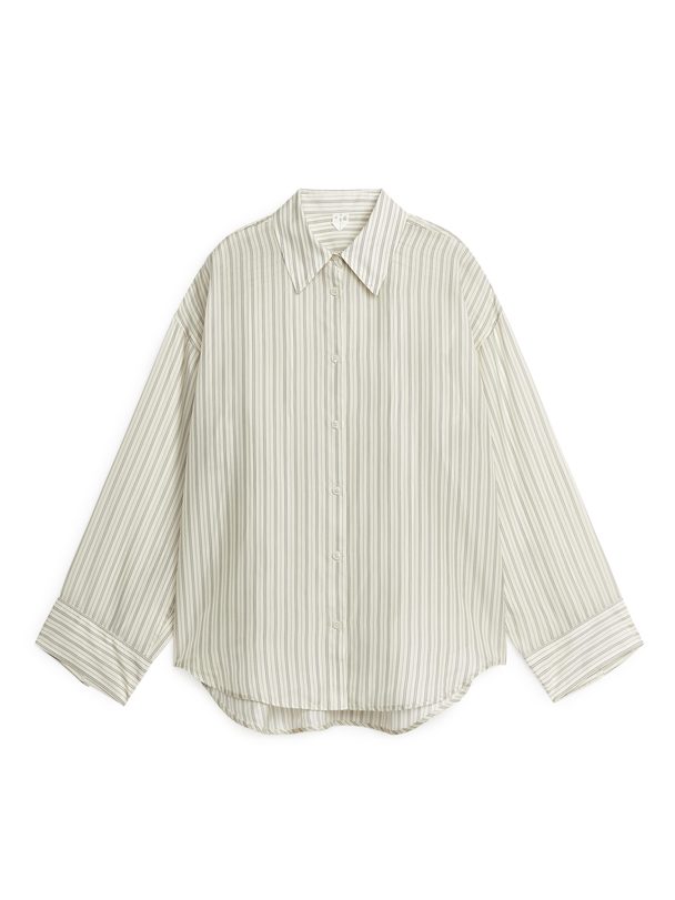 ARKET Striped Cupro Shirt Off White/striped