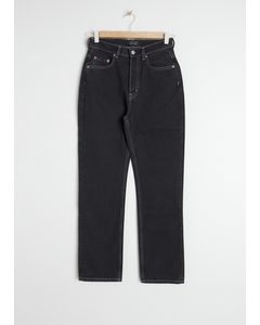Cropped Straight High Rise Jeans Black