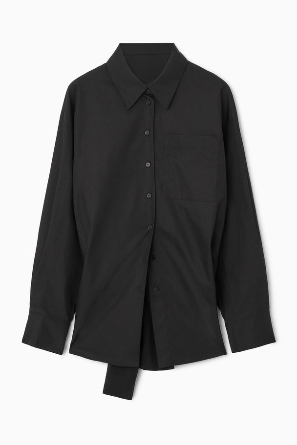 COS Deconstructed Tie-detail Open-back Shirt Black