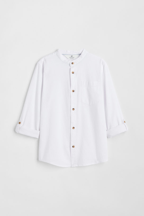 H&M Stehkragenhemd Weiß