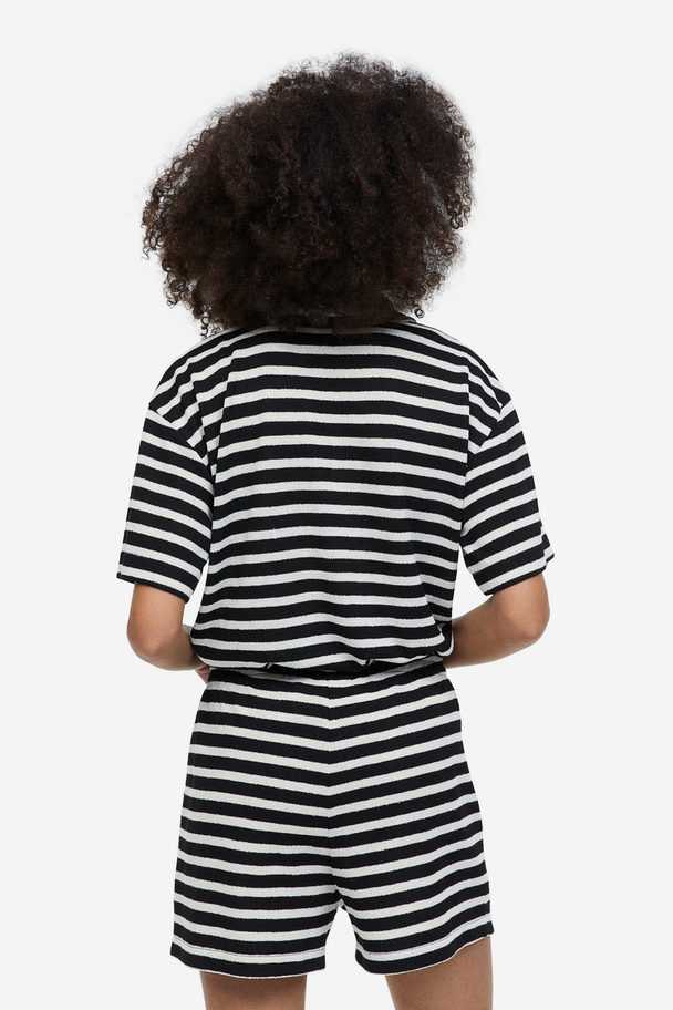 H&M Jersey Shorts Black/striped