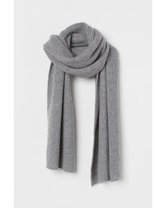 Ribbed Cashmere Scarf Grey Marl