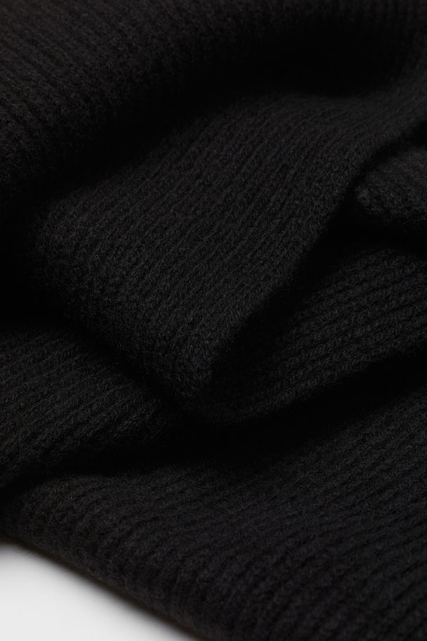 H&M Ribbed Cashmere Scarf Black