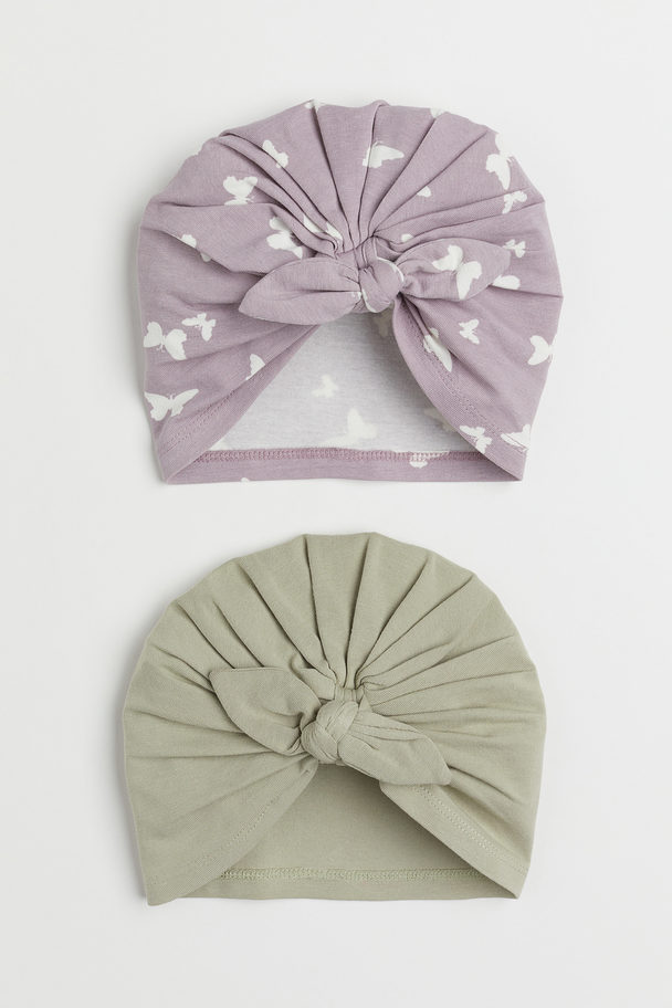 H&M 2-pack Turbans Light Purple/butterflies