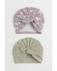 2-pack Turbans Light Purple/butterflies