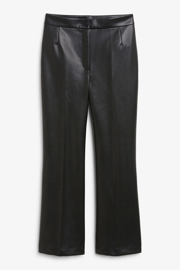 Monki Faux Leather Trousers Black