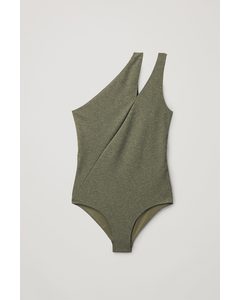 Asymmetric Swimsuit Khaki Green