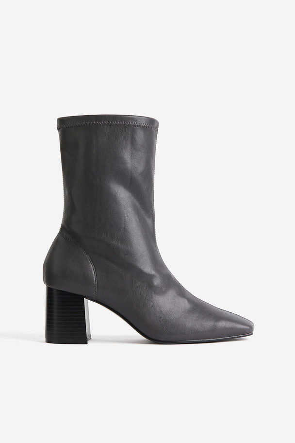 H&M Heeled Boots Dark Grey