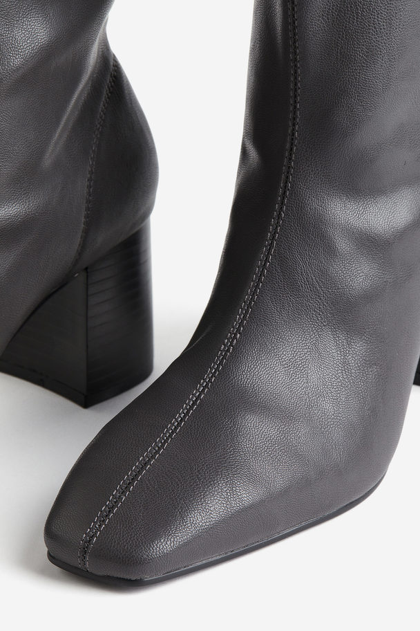 H&M Heeled Boots Dark Grey