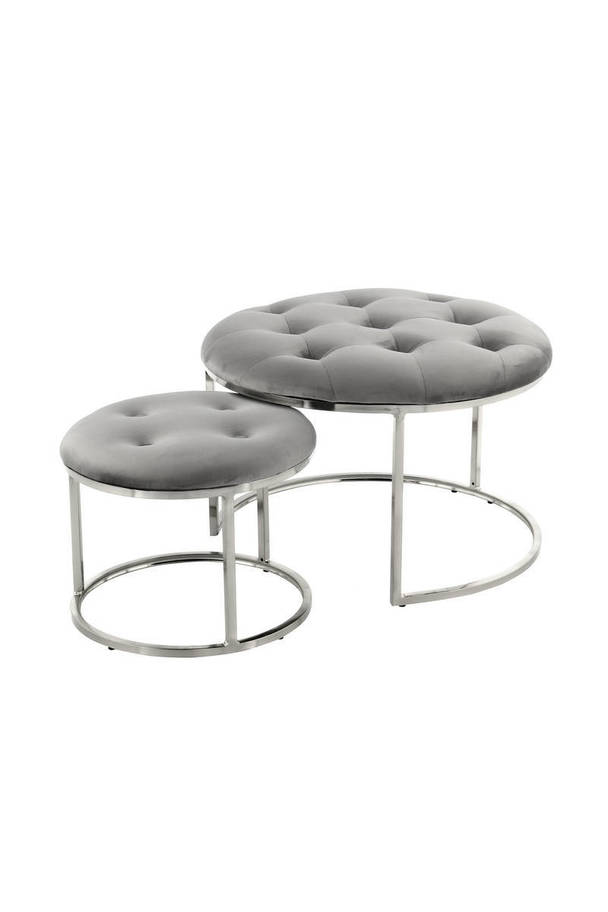 360Living Stool Becky 825 2er-Set grey / silver