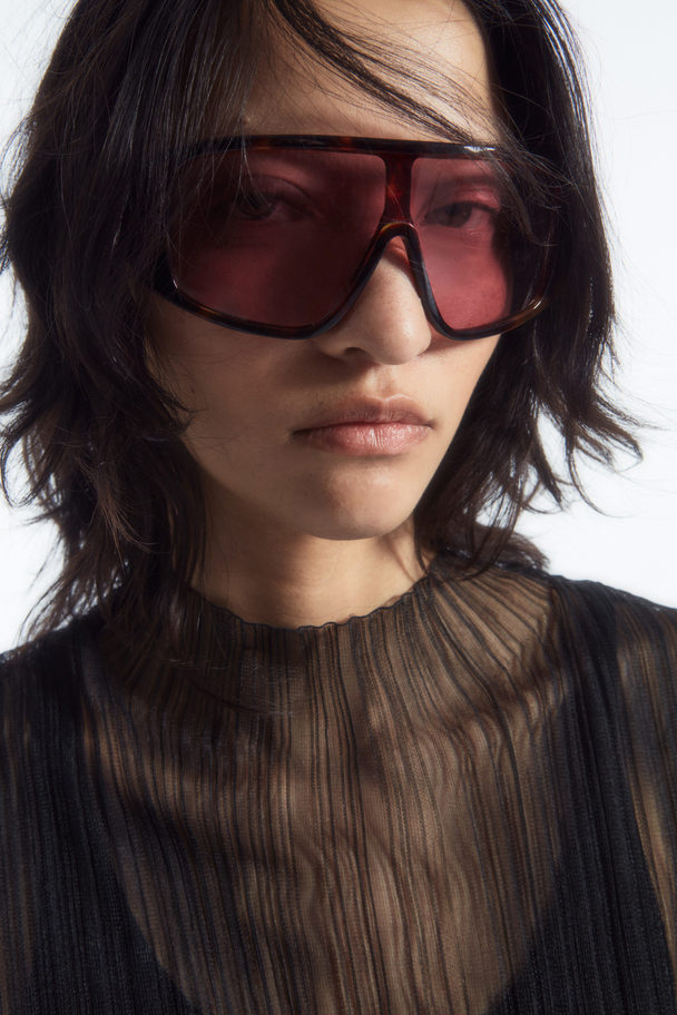 COS Oversized Visor Sunglasses Tortoiseshell