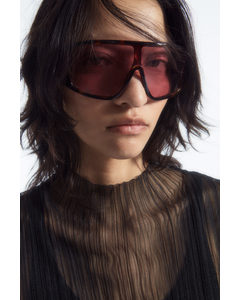 Oversized Visor Sunglasses Tortoiseshell