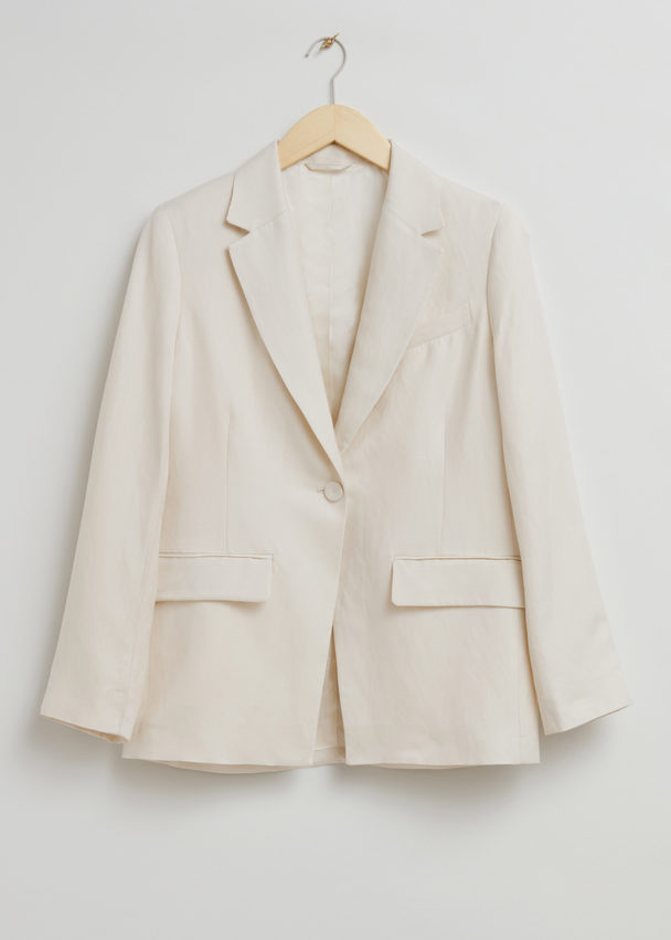 & Other Stories Relaxed Cut-away Tailored Blazer White