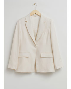 Relaxed Cut-away Tailored Blazer White