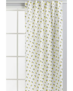 2-pack Patterned Cotton Curtains White/lemons