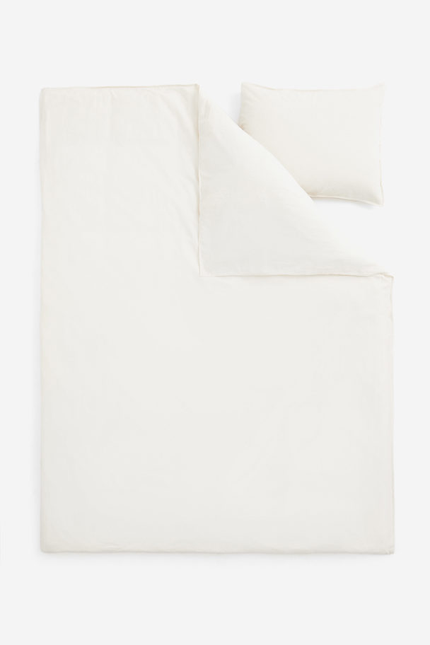H&M HOME Linen-blend Single Duvet Cover Set Cream