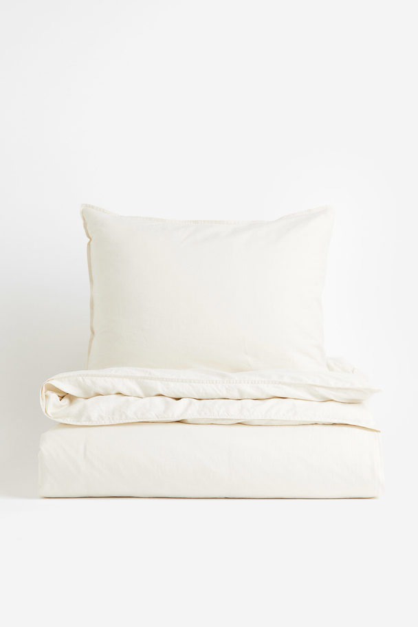 H&M HOME Linen-blend Single Duvet Cover Set Cream