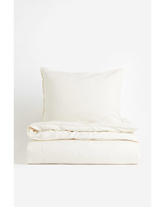 Linen-blend Single Duvet Cover Set Cream