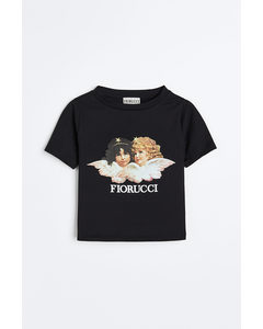 Cropped Angel T-shirt Black Svart