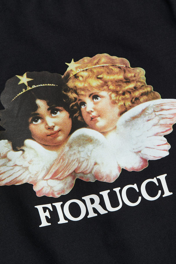 Fiorucci Cropped Angel T-shirt Black Svart