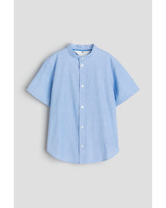 Katoenen Henley-overhemd Lichtblauw