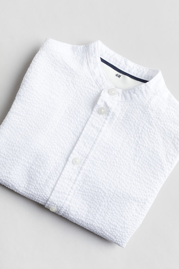 H&M Grandad-Baumwollhemd Weiß