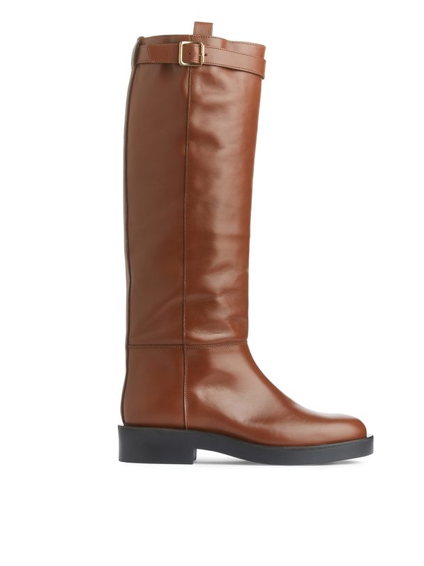 ARKET Leather Riding Boots Brown