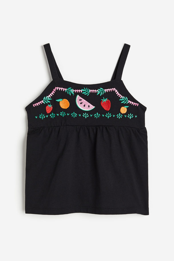 H&M Jersey Strappy Top Black/fruits