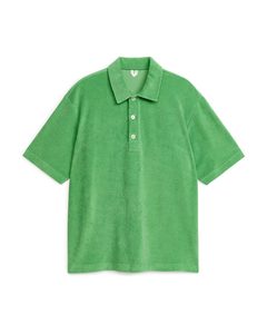 Poloskjorte Av Bomullshåndklestoff Lysegrønn