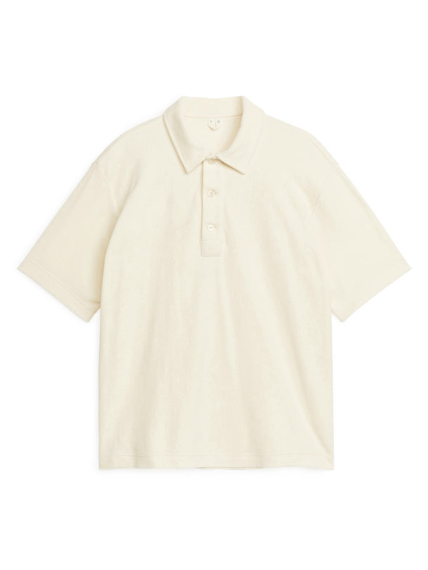 ARKET Cotton Towelling Polo Shirt Off-white