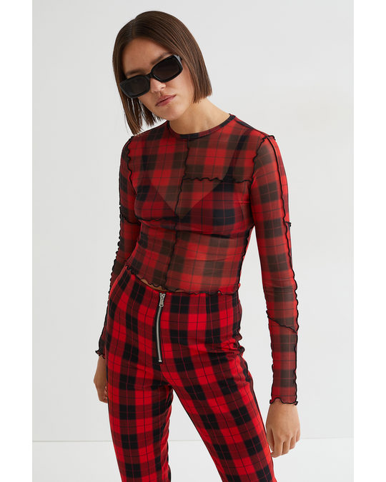 H&M Mesh Top Red/checked