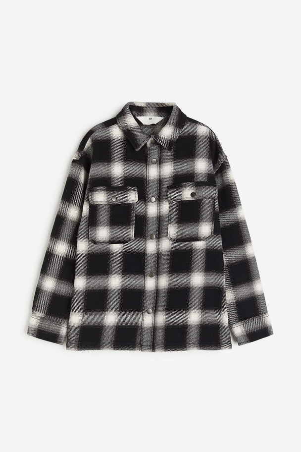 H&M Oversized Flannel Shacket Black/checked