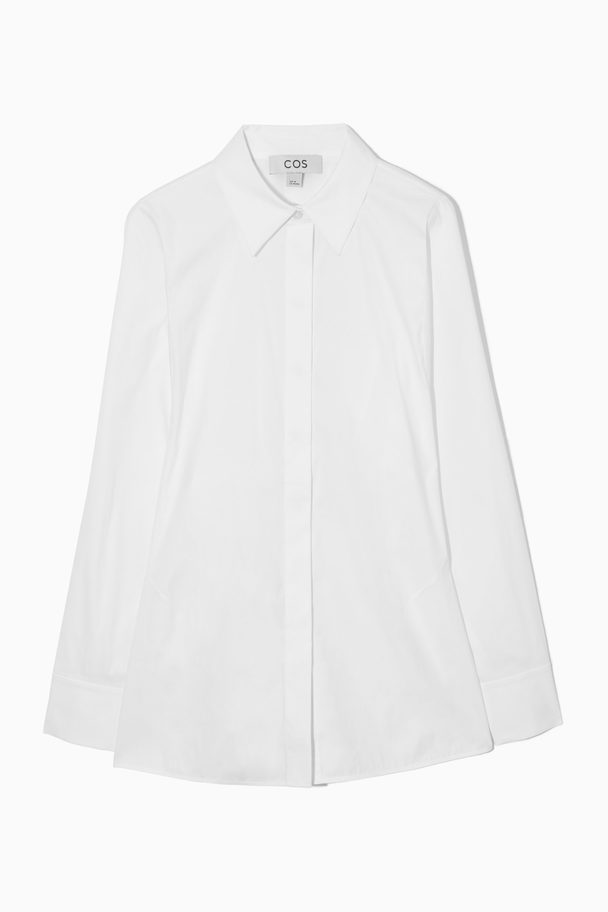 COS Oversized Waisted Poplin Shirt White