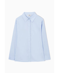 Oversized Waisted Poplin Shirt Blue