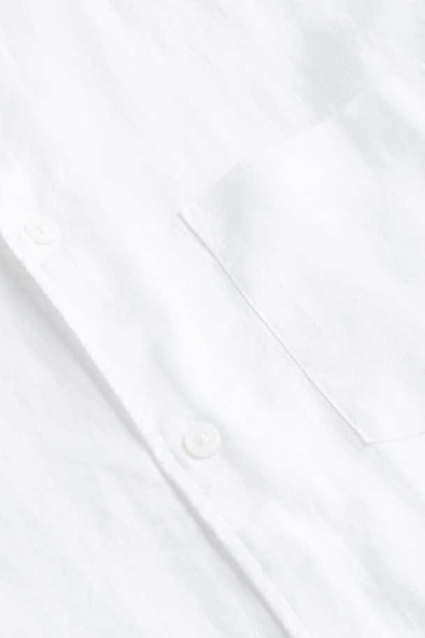H&M Kurzarmhemd aus Leinen Regular Fit Weiß