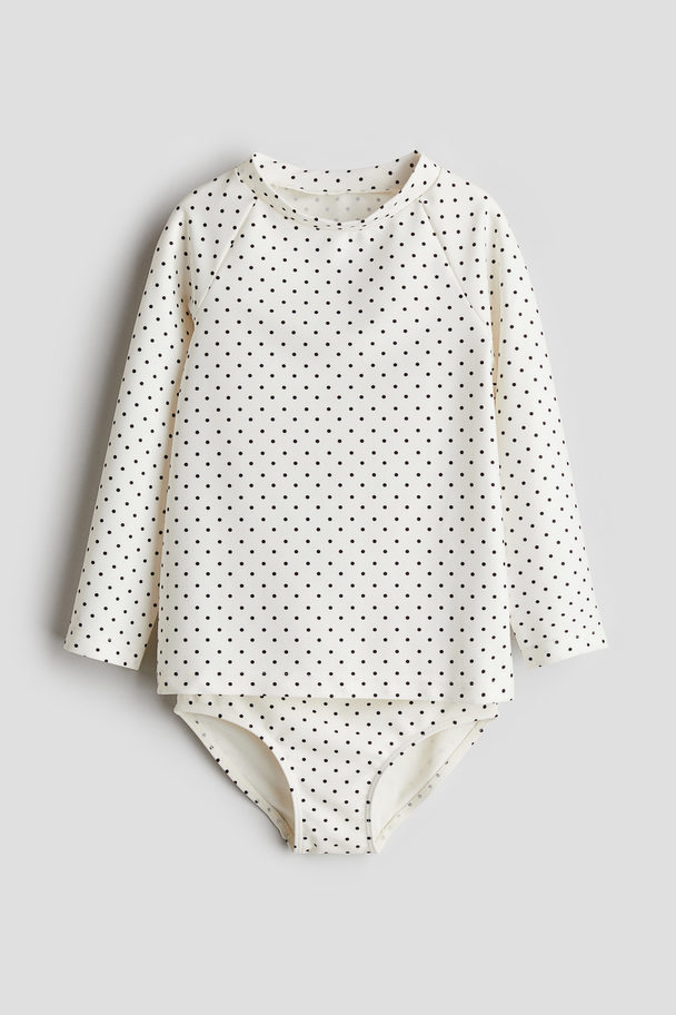 H&M 2-piece Swim Set Natural White/spotted