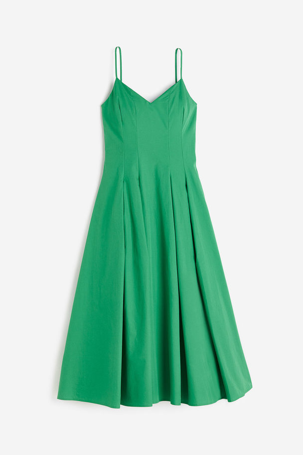 H&M Plissiertes Baumwollkleid Grün