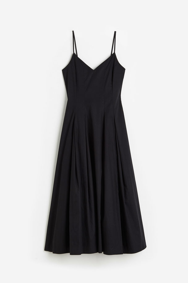 H&M Pleated Cotton Dress Black