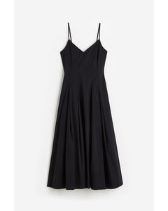 Pleated Cotton Dress Black